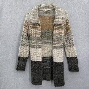 Free People Striped Shawl Collar Wool‎ Blend Cardigan Sweater Women's M No Belt